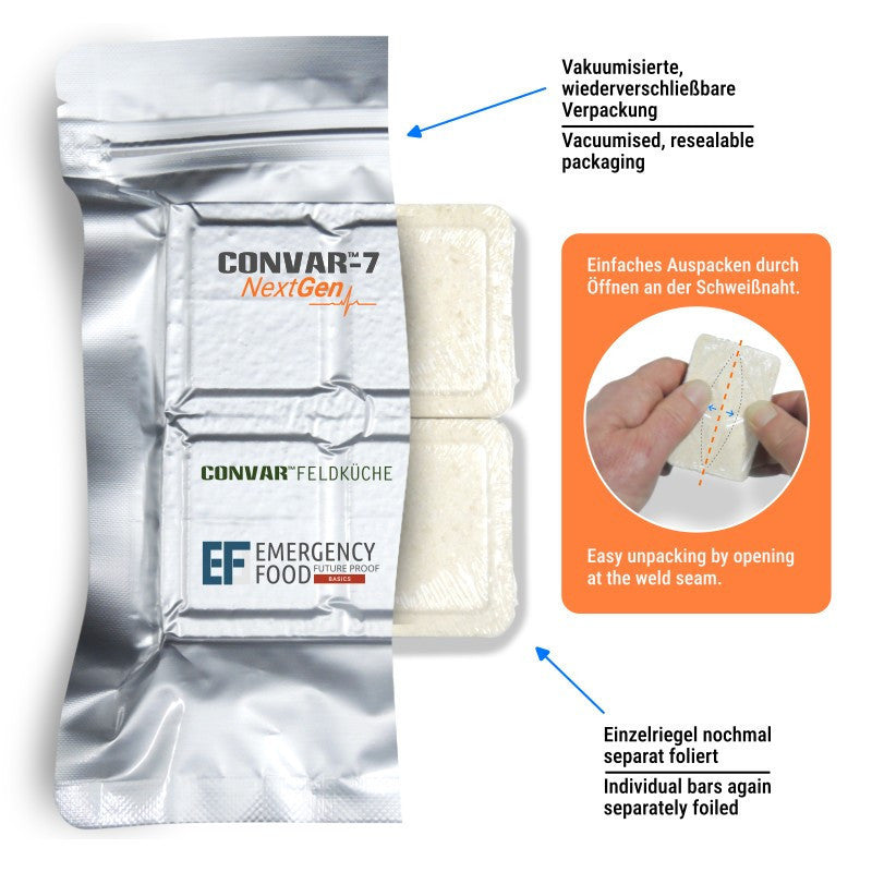 CONVAR-7 Riegel, Solid Meals und Feldküche: Notnahrung für Outdoor, Einsatz und Zuhause